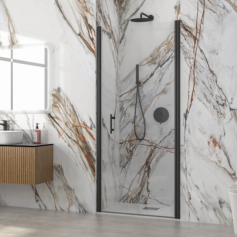 Porta doccia battente 90 cm colore nero altezza 200h | KS2800N kamalu - 1
