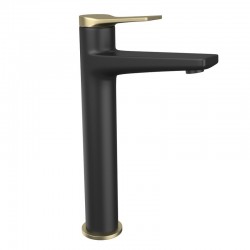 Miscelatore lavabo alto nero opaco con leva in bronzo | KAM-KANDA NERO-B kamalu - 1