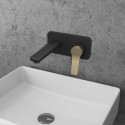 Miscelatore lavabo a muro finitura nera e leva in bronzo | KAM-KANDA NERO-B kamalu - 1