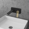 Miscelatore lavabo a muro finitura nera e leva in bronzo | KAM-KANDA NERO-B kamalu - 1