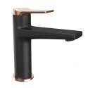 Miscelatore lavabo finitura nera opaca con leva in oro rosa | KAM-KANDA NERO-RG kamalu - 1