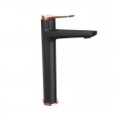 Miscelatore lavabo alto nero opaco con leva in oro rosa | KAM-KANDA NERO-RG kamalu - 1