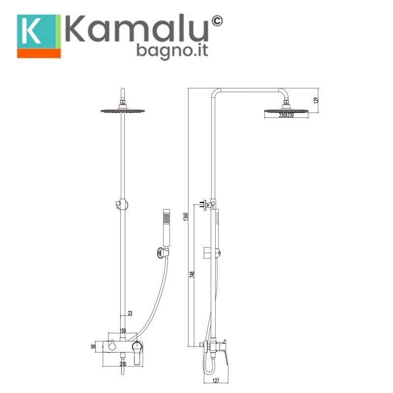 Colonna doccia con finitura nera e dettagli in oro rosa | KAM-KANDA NERO-RG kamalu - 3