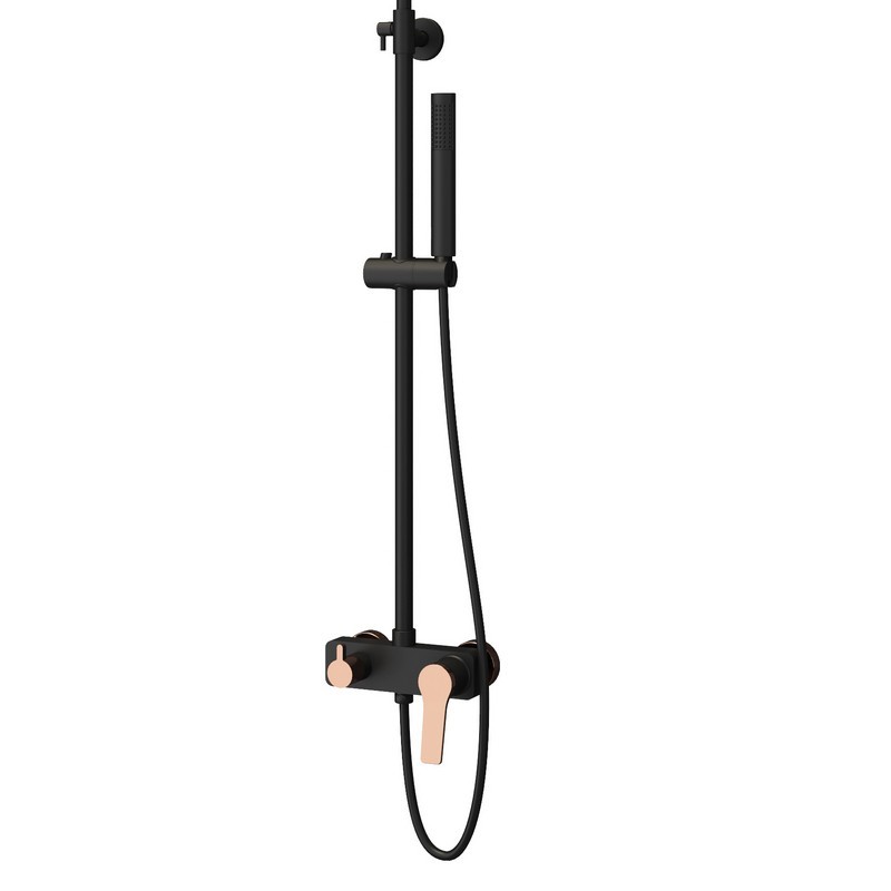 Colonna doccia con finitura nera e dettagli in oro rosa | KAM-KANDA NERO-RG kamalu - 5