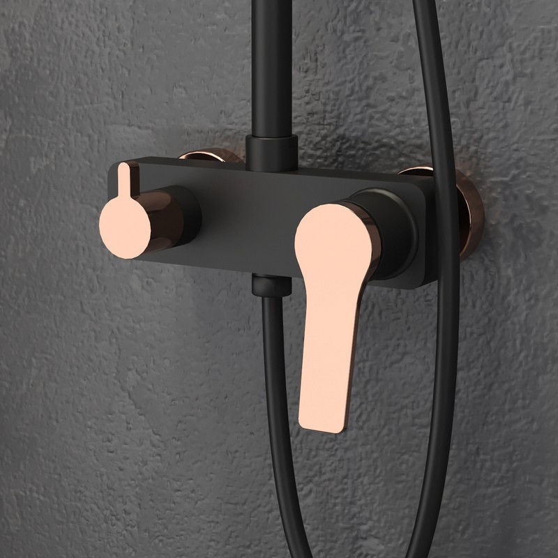 Colonna doccia con finitura nera e dettagli in oro rosa | KAM-KANDA NERO-RG kamalu - 4