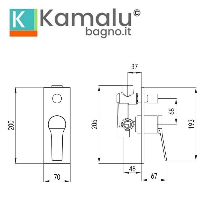 Set doccia a incasso colore nero e oro rosa | KAM-KANDA NERO-RG kamalu - 3