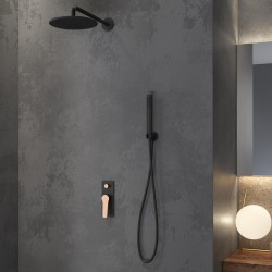 Set doccia a incasso colore nero e oro rosa | KAM-KANDA NERO-RG kamalu - 1