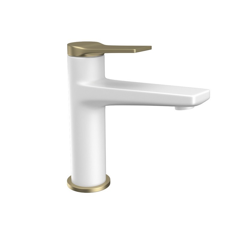 Miscelatore lavabo finitura bianca e leva bronzo | KAM-KANDA BIANCO-BR kamalu - 1