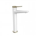 Miscelatore lavabo alto in ottone con finitura bianca e leva bronzo| KAM-KANDA BIANCO-BR kamalu - 1