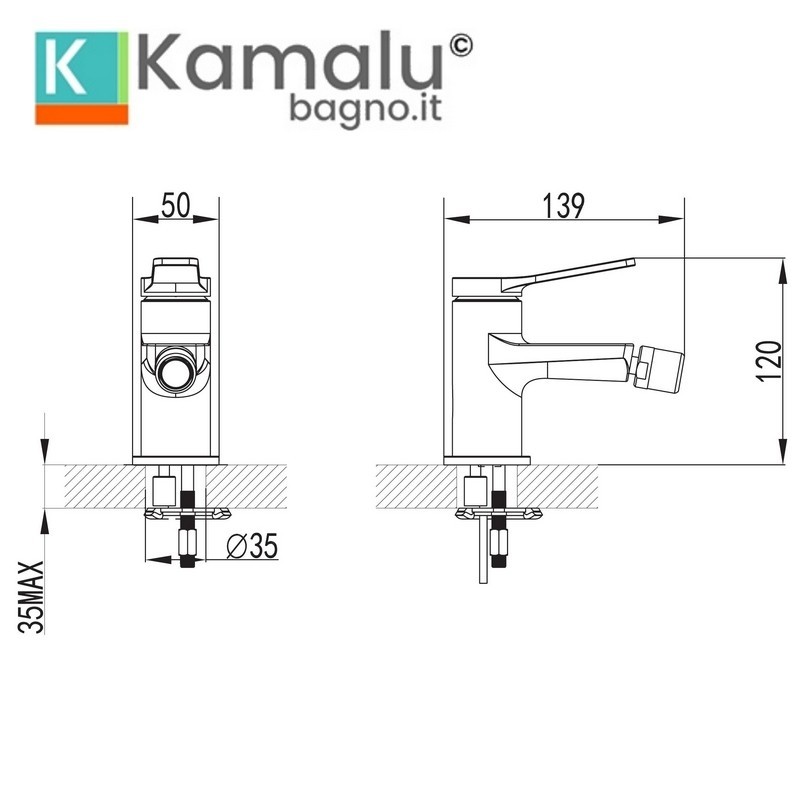 Miscelatore bidet colore bianco leva bronzo | KAM-KANDA BIANCO-BR kamalu - 2