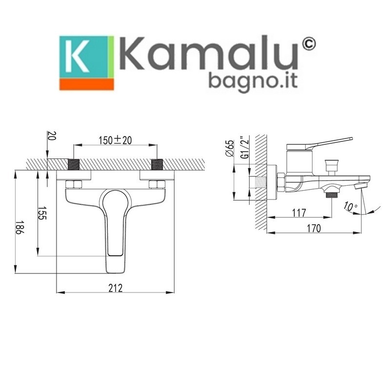 Miscelatore vasca con finitura bianca opaca e dettagli bronzo| KAM-KANDA BIANCO-BR kamalu - 2