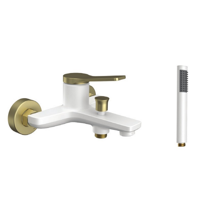 Miscelatore vasca con finitura bianca opaca e dettagli bronzo| KAM-KANDA BIANCO-BR kamalu - 1