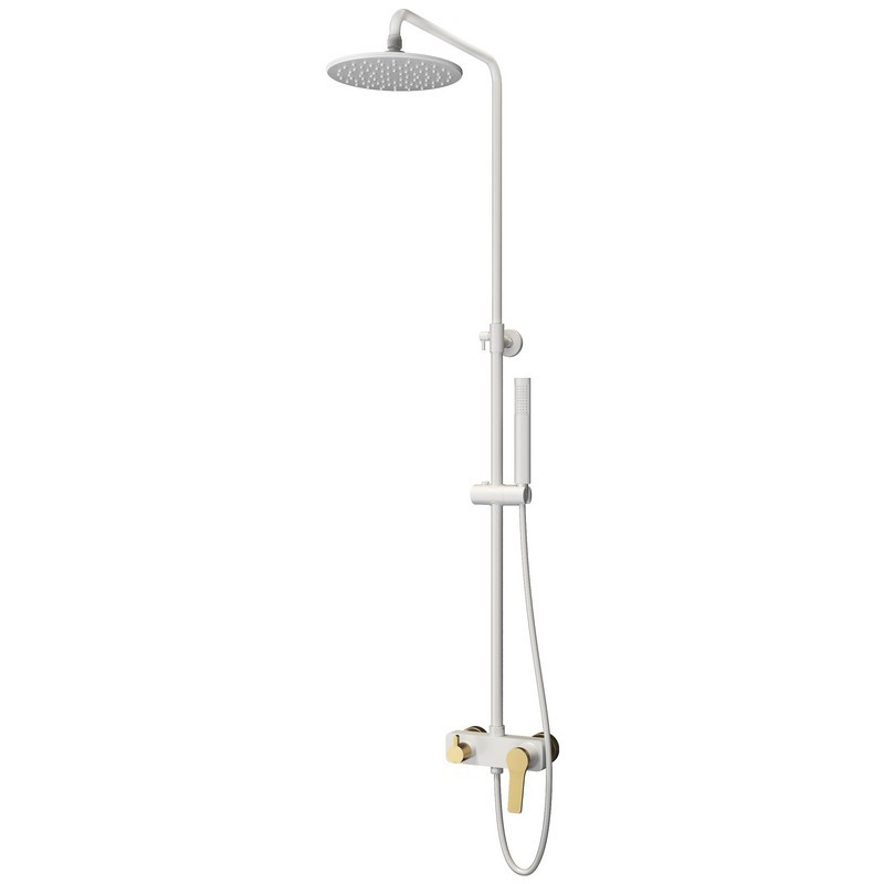 Colonna doccia con miscelatore finitura bianca e dettagli bronzo | KAM-KANDA BIANCO-BR kamalu - 3