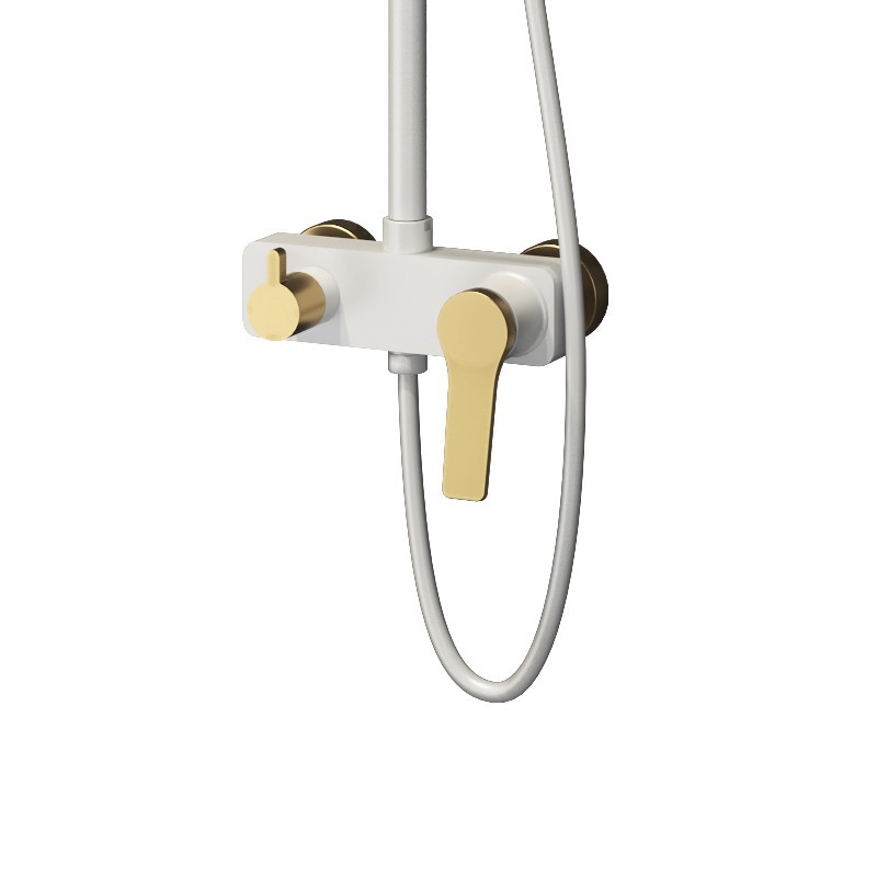 Colonna doccia con miscelatore finitura bianca e dettagli bronzo | KAM-KANDA BIANCO-BR kamalu - 5