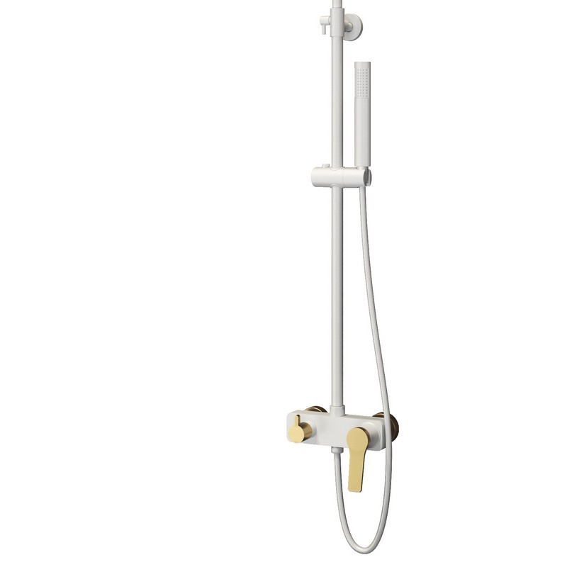 Colonna doccia con miscelatore finitura bianca e dettagli bronzo | KAM-KANDA BIANCO-BR kamalu - 4