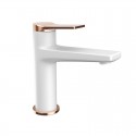 Miscelatore lavabo finitura bianca e leva oro rosa | KAM-KANDA BIANCO-RG kamalu - 1