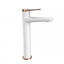 Miscelatore lavabo alto con finitura bianca e leva oro rosa | KAM-KANDA BIANCO-RG kamalu - 1