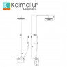 Colonna doccia fissa con deviatore e doccetta finitura bianca con dettagli oro rosa| KAM-KANDA BIANCO-RG kamalu - 2