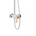 Colonna doccia fissa con deviatore e doccetta finitura bianca con dettagli oro rosa| KAM-KANDA BIANCO-RG kamalu - 5