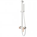 Colonna doccia fissa con deviatore e doccetta finitura bianca con dettagli oro rosa| KAM-KANDA BIANCO-RG kamalu - 4