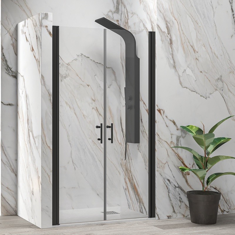 Porta doccia saloon 90-95 cm profili neri altezza 200h | KSAL2800AN kamalu - 2
