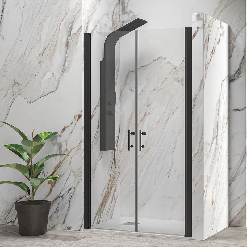 Porta doccia saloon 90-95 cm profili neri altezza 200h | KSAL2800AN kamalu - 7