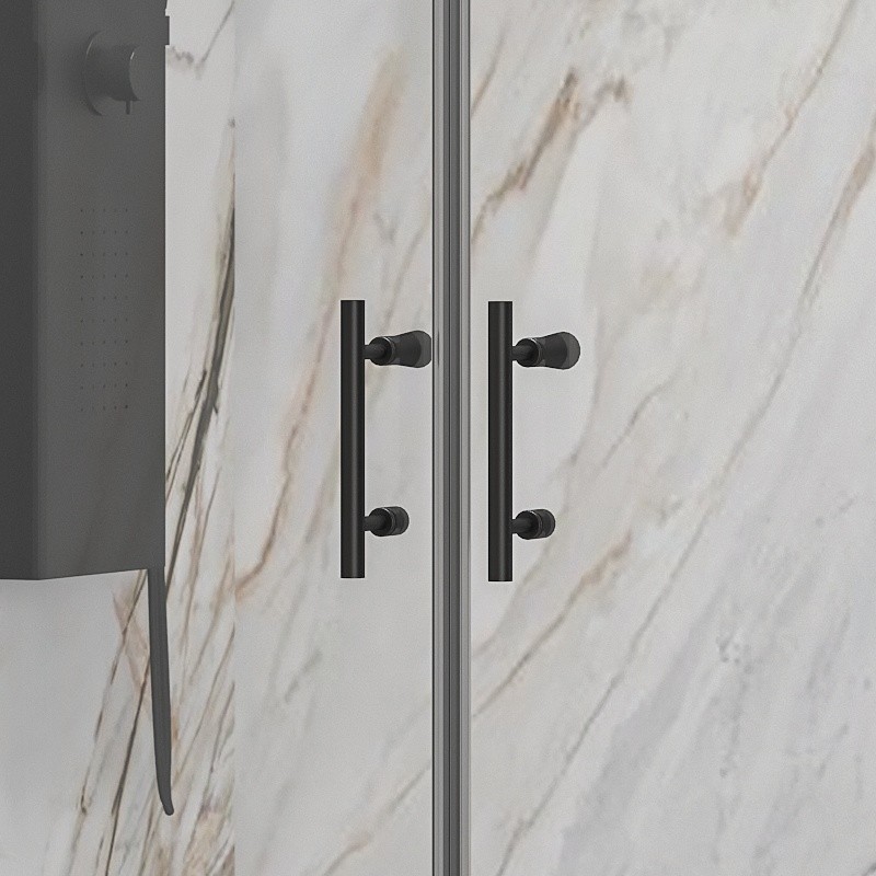 Porta doccia saloon 95-100 cm profili neri altezza 200h | KSAL2800AN kamalu - 6