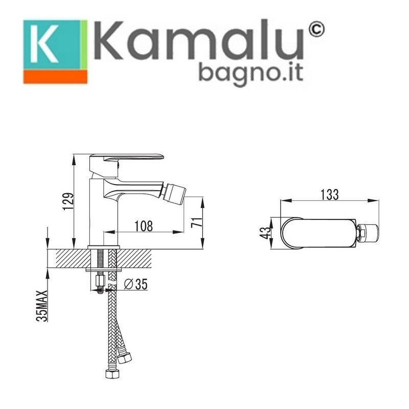 Rubinetto bidet in ottone con finitura cromata | modello Lara-910B kamalu - 2