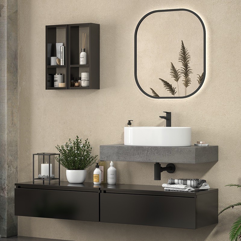 Composizione bagno con 2 mobiletti 80 cm e mensolone 80 cm | KAM-KK803 kamalu - 1