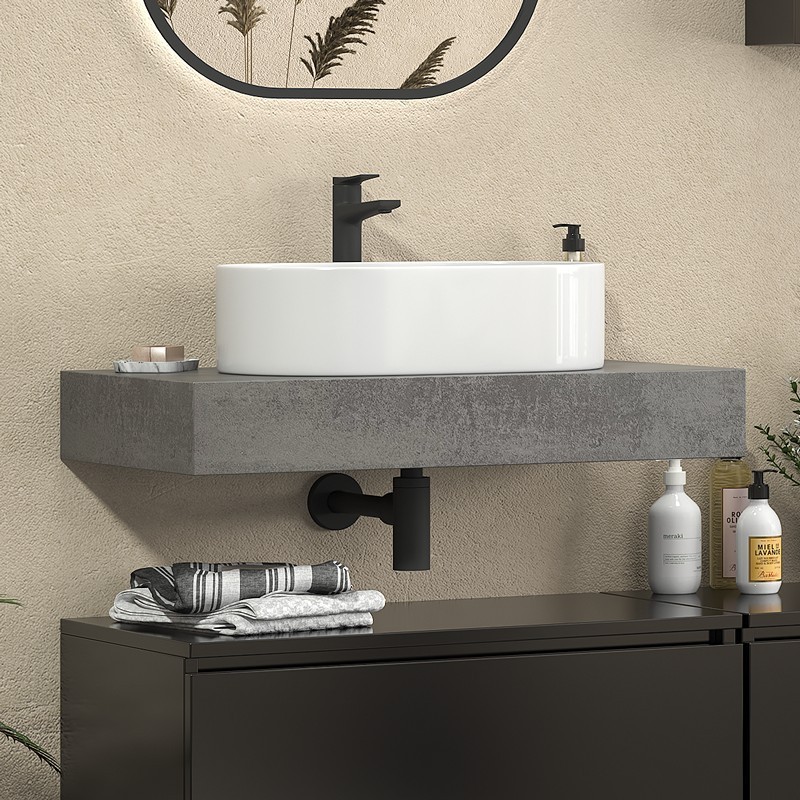 Composizione bagno con 2 mobiletti 80 cm e mensolone 80 cm | KAM-KK803 kamalu - 4