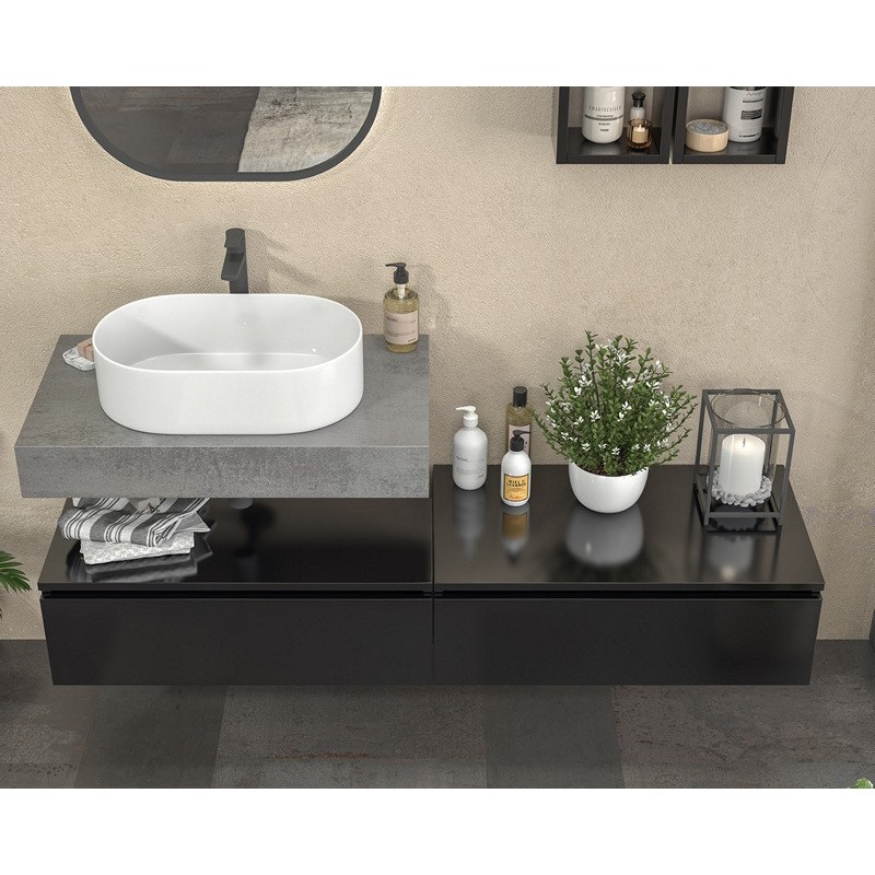 Composizione bagno con 2 mobiletti 80 cm e mensolone 80 cm | KAM-KK803 kamalu - 3