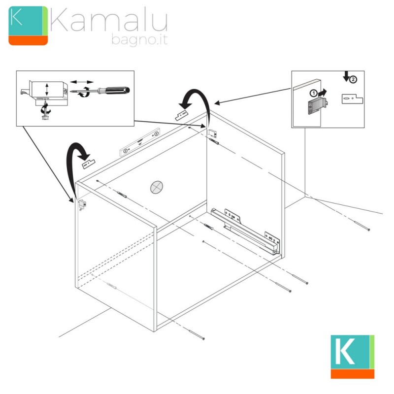 Composizione bagno 120 cm con mobile a terra e mensolone grigio pietra | KAM-KK1203G kamalu - 7