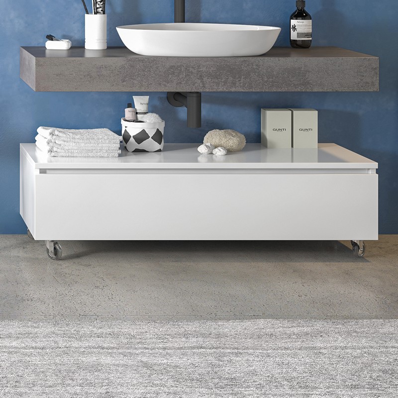Composizione bagno 120 cm con mobile a terra e mensolone grigio pietra | KAM-KK1203G kamalu - 4