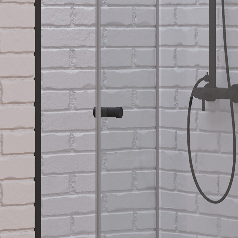 Porta doccia a libro 60 cm colore nero altezza 200h | KAM-KS700N kamalu - 4