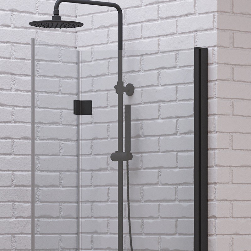 Porta doccia a libro 60 cm colore nero altezza 200h | KAM-KS700N kamalu - 5