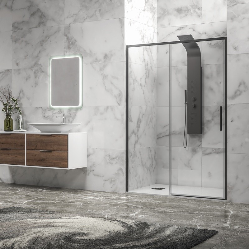 Porta doccia 120 cm colore nero vetro 6 mm altezza 200h | KLA4000N kamalu - 1