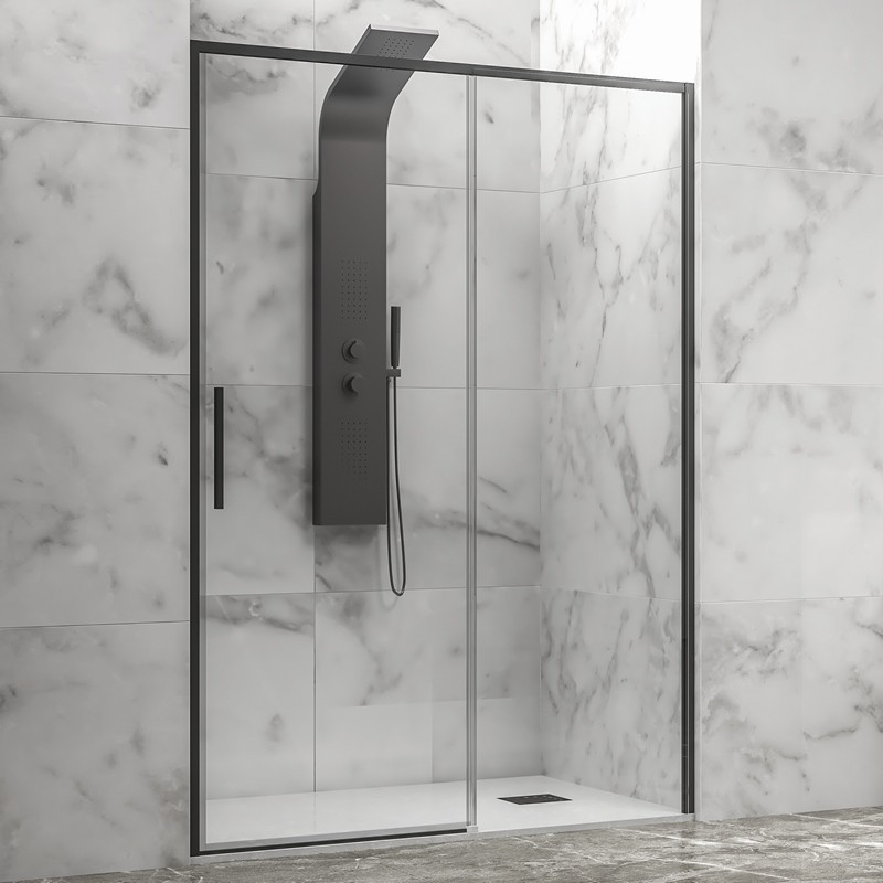 Porta doccia 130 cm colore nero vetro 6 mm altezza 200h | KLA4000N kamalu - 2