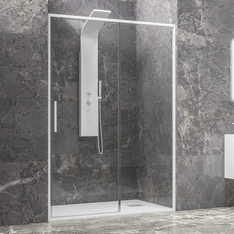 Porta doccia 120 cm colore bianco vetro 6 mm altezza 200h | KLA4000B kamalu - 1