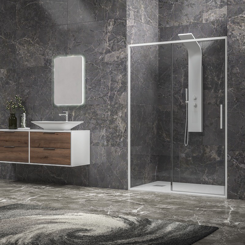 Porta doccia 130 cm colore bianco vetro 6 mm altezza 200h | KLA4000B kamalu - 2