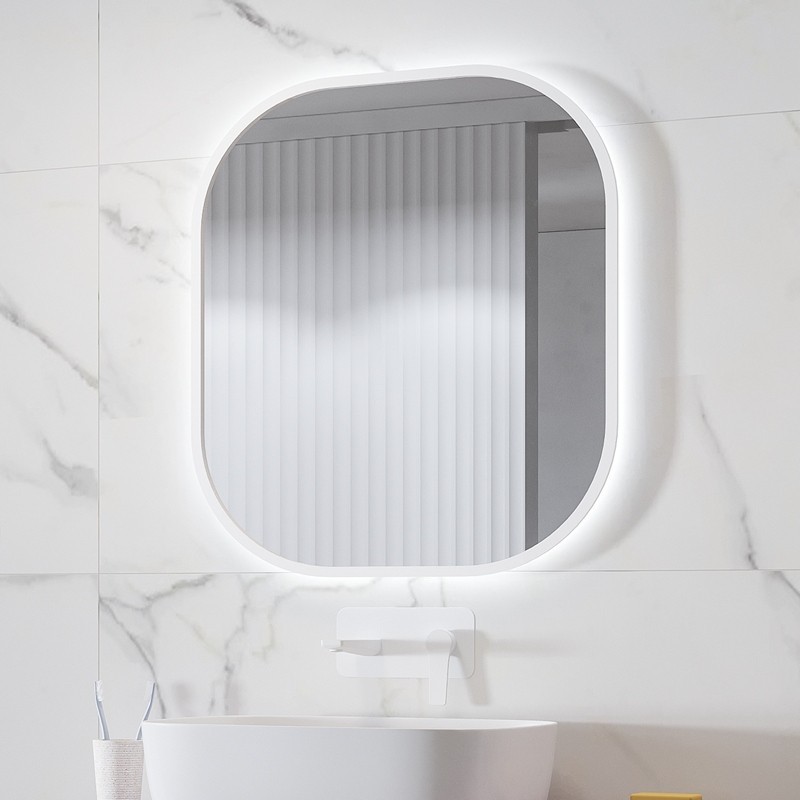 Specchio bagno led retroilluminato 70x80 cm cornice bianca | KAM-S7800B kamalu - 1