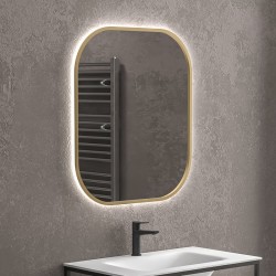 Specchio bagno led retroilluminato 60x70 cm cornice oro | KAM-S6700G kamalu - 1