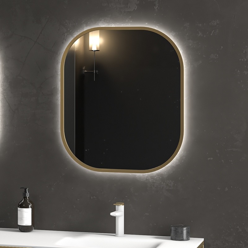 Specchio bagno led retroilluminato 70x80 cm cornice oro | KAM-S6700G kamalu - 3
