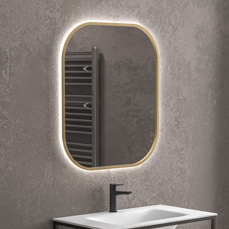 Specchio bagno led retroilluminato 70x80 cm cornice oro | KAM-S6700G kamalu - 4