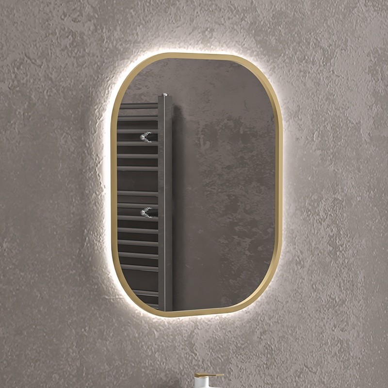 Specchio bagno led retroilluminato 70x80 cm cornice oro | KAM-S6700G kamalu - 1