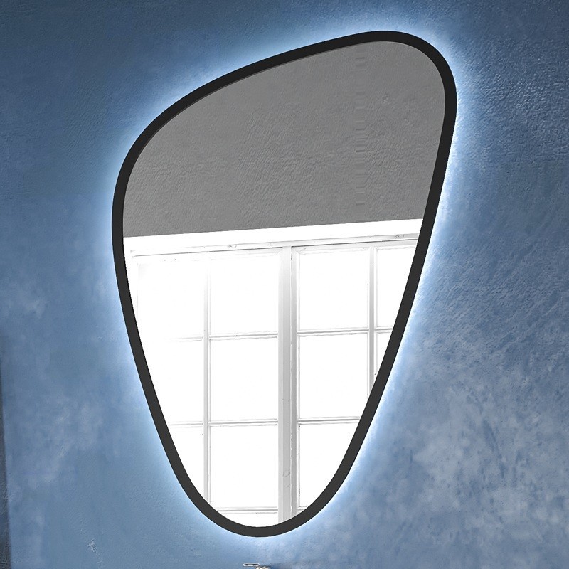 Specchio bagno led 65x100 cm forma a goccia cornice nera | KAM-EL6500N kamalu - 1
