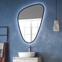 Specchio bagno led 65x100 cm forma a goccia cornice nera | KAM-EL6500N kamalu - 2