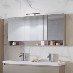 Specchio contenitore 120cm con 3 ante e ripiano aperto SP-120 kamalu - 1