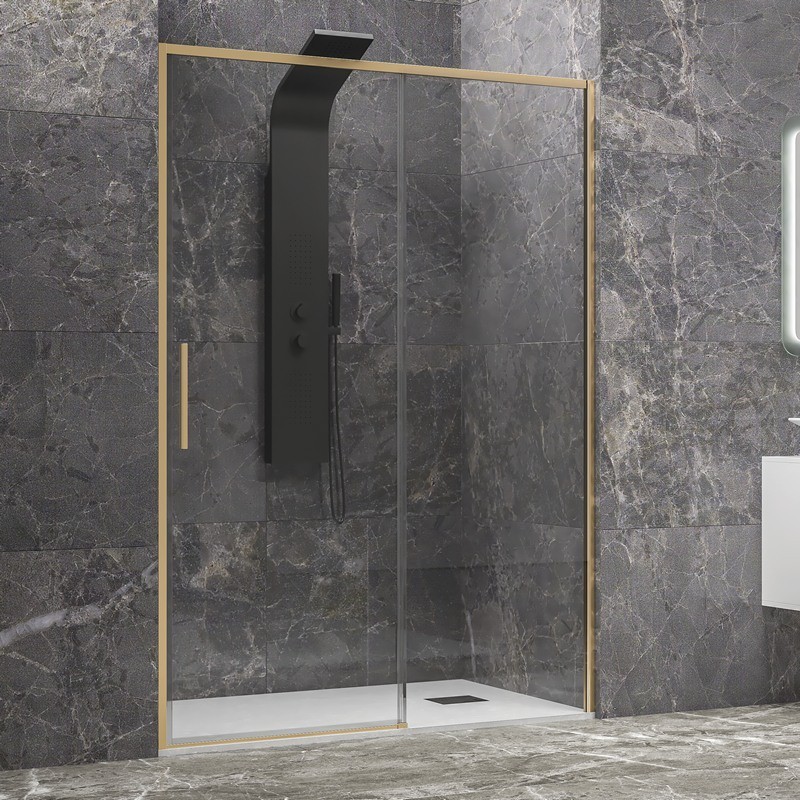 Porta doccia 110 cm oro spazzolato altezza 200h | KLA4000G kamalu - 2