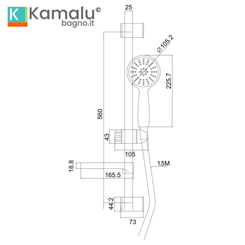 Saliscendi doccia con portasapone  e doccetta monocomando | K10A kamalu - 5