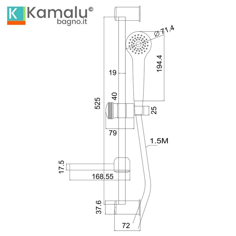 Asta saliscendi finitura cromata con doccetta e portasapone | K112B kamalu - 4